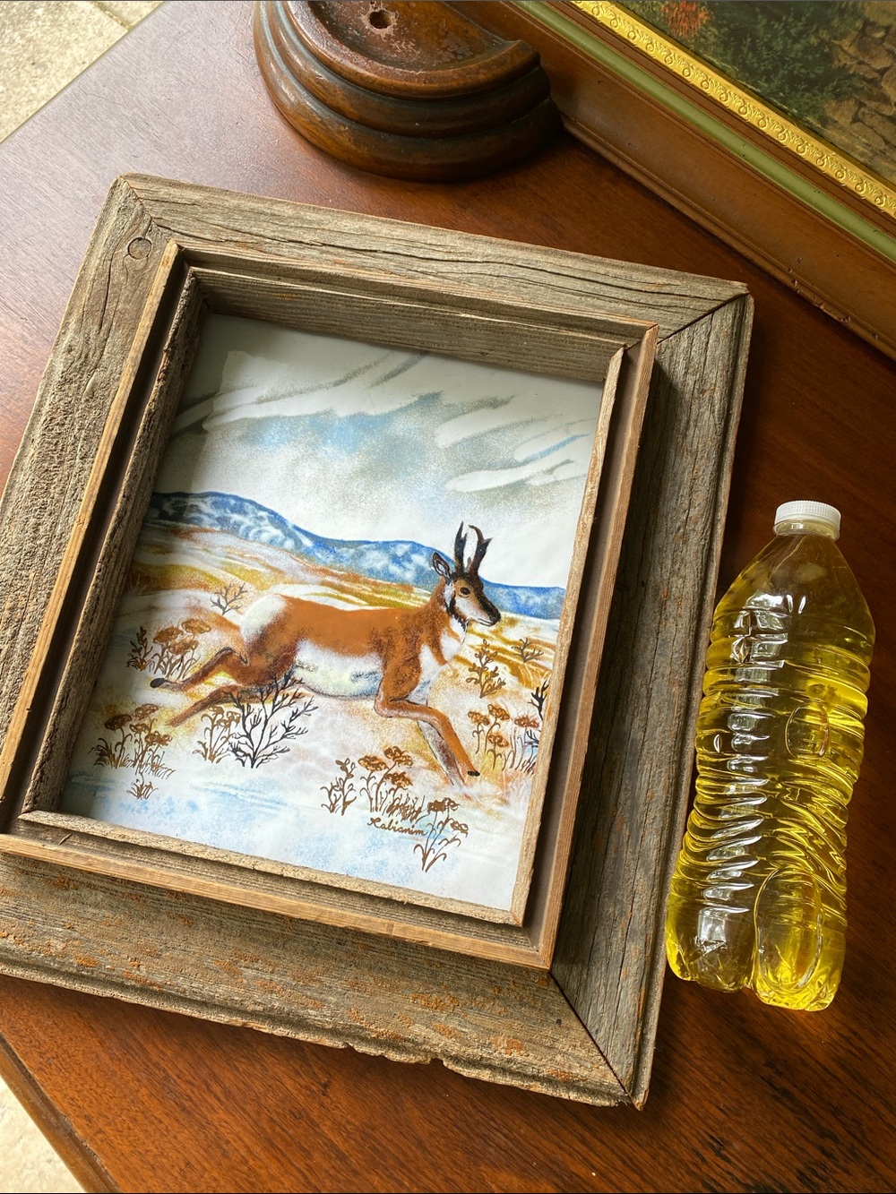 Vintage Rabianim Enamel on Copper Art, Mid Century Pronghorn Antelope “Wildlife - Picture 7 of 8